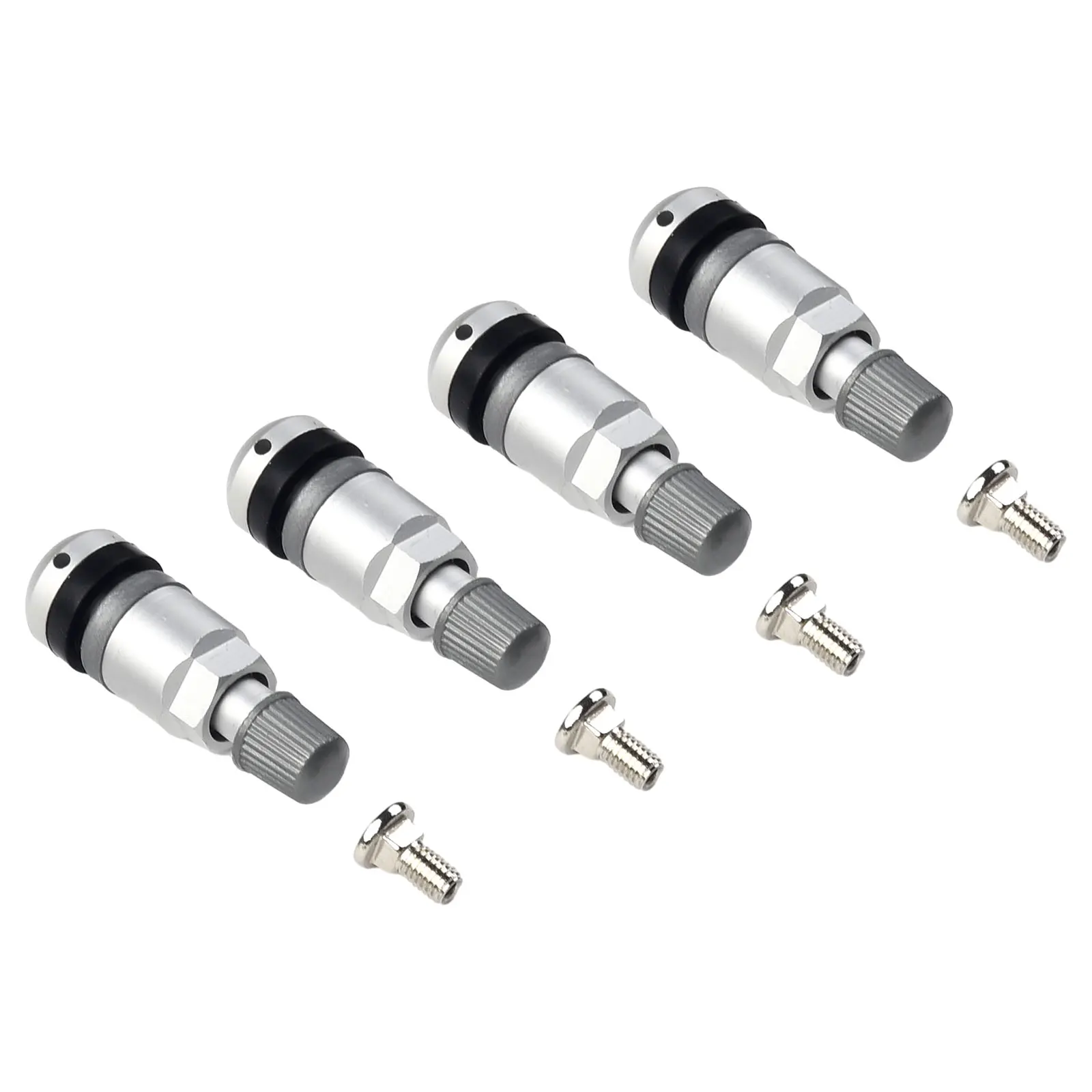 

4PCS Vehicle Internal Tire Pressure Monitor Metal Material Sensor Valve Stem Repair Kit Replacement Fits For BMW 5 Series Silver