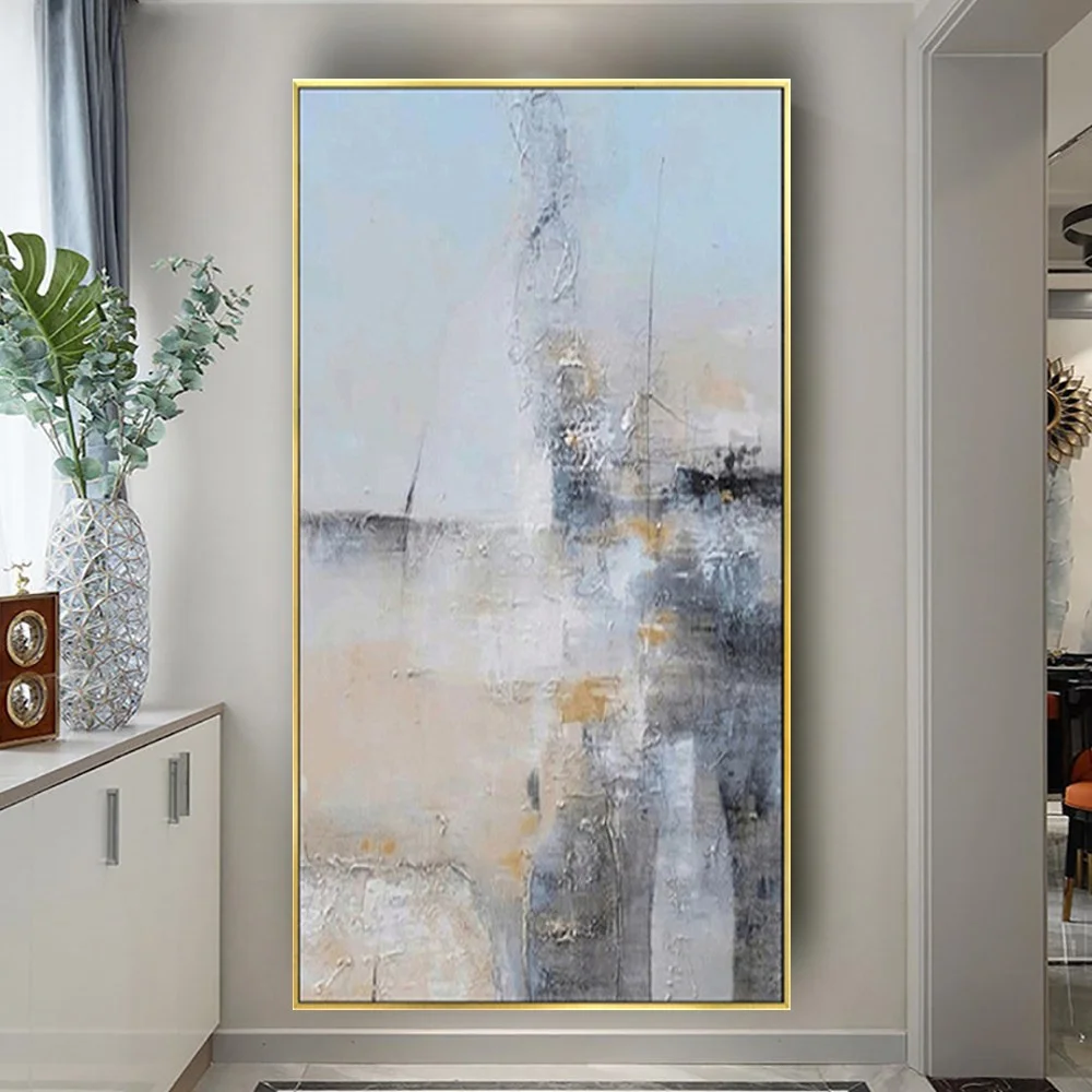 

Grayish White Coarse Texture Abstract Oil Painting Handmade Canvas Picture Modern Wall Art Poster Ornament Mural For Home Hotel