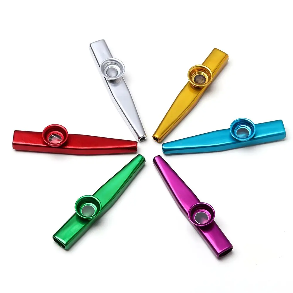 Musical Instruments Children Kids Silver Aluminum Harmonica 5 Pcs Diaphragm Kazoo Flute Metal