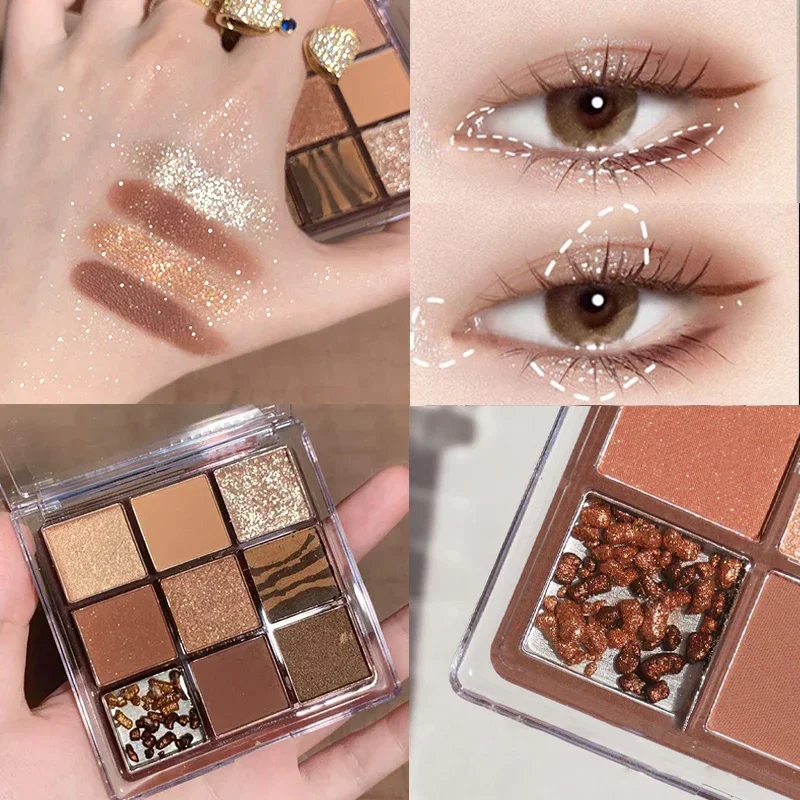 9 Color Eye Shadow Palette Glitter Pearly Acrylic Transparent Eyeshadow Palette Korean Charming Eyes Make Up Maquiagem