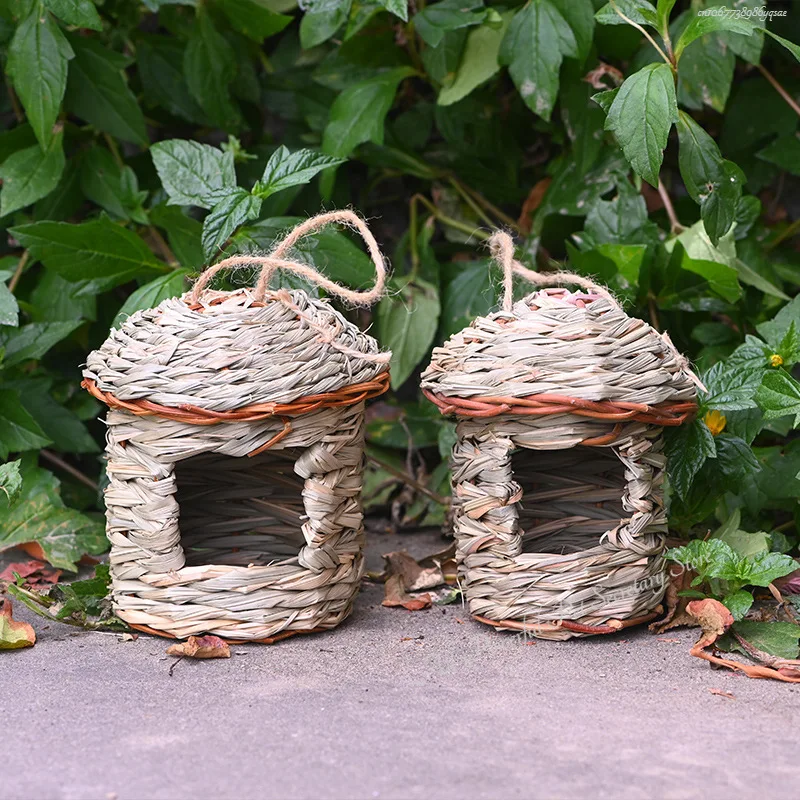 Bird&rsquo;s Nest Square Mouth Spherical Woven Hanging Creative Outdoor Garden Birdhouse Hatching Breeding House Nest Bird Accessories Bird Cage Accessories Bird House Bird Nest
