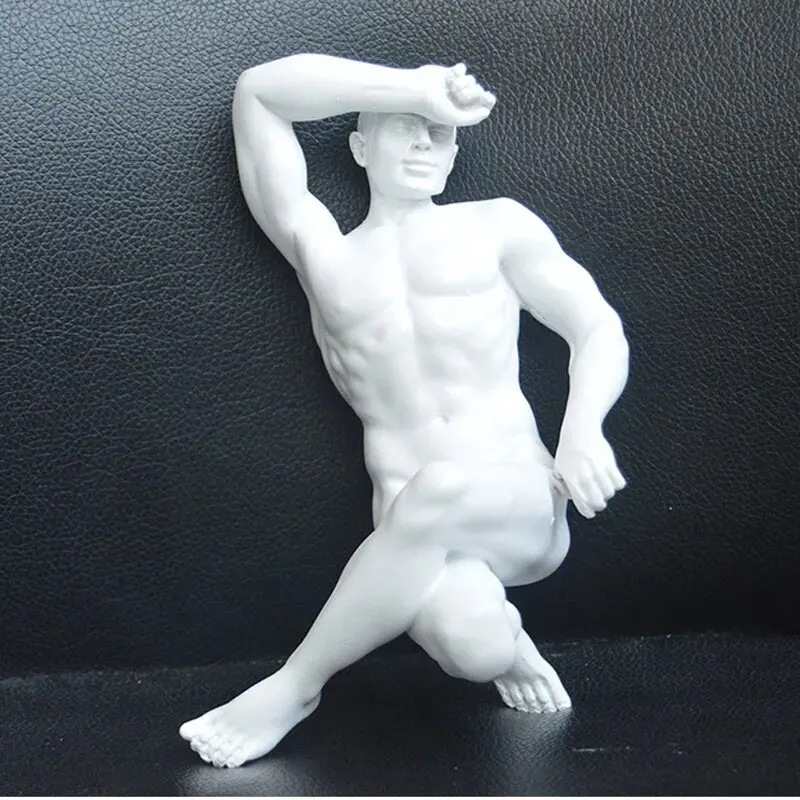 

European resin glazed art nude man sculpture creative living room home decoration office desktop crafts model figurines gift