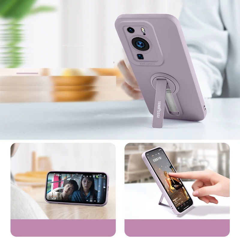 Silicone Phone Case with Camera Protection and Holder - Soft Cover