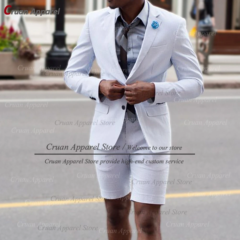 Summer Fashion Designs White Suit Men Shorts Set Groomsmen Groom