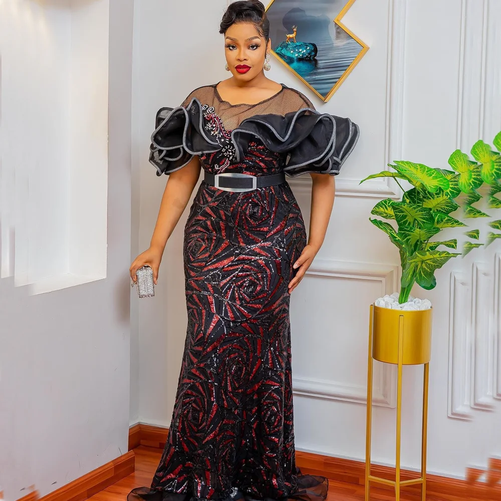 

Plus Size Evening Party Long Dresses for Women Dashiki African Luxury Sequin Prom Dress Elegant Africa Clothes Robe Africaine