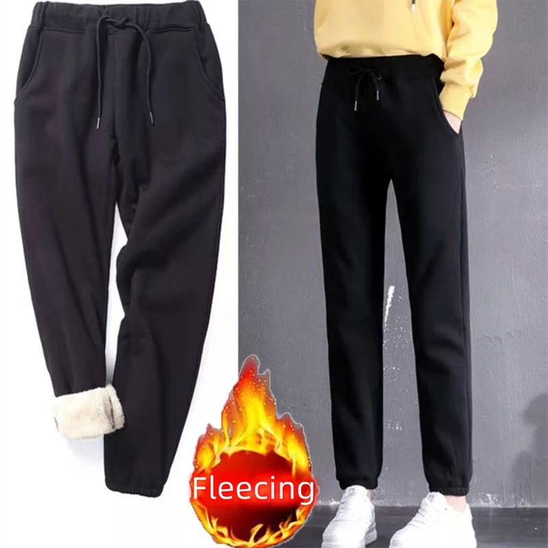 2024 New Women Clothing Warm Winter Thicken Trousers Casual Sport Fleece Legging Fashion Thick Pants Basic All Match Y2K Sweet 2