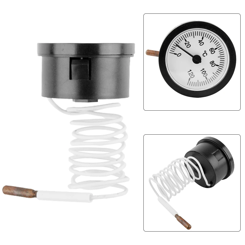 

Dial Thermometer With Sensor Capillary Gauge Brass 0-120°C For Water Liquid & Oil Home Improvement Tool Parts Replacement