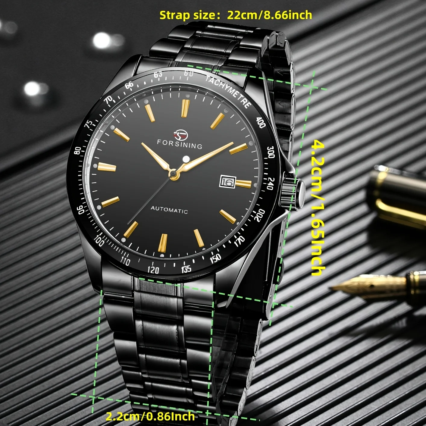 Orologio meccanico automatico di lusso per uomo - Cinturino in acciaio inossidabile, telaio ritagliato, elegante cassa in acciaio inossidabile, regalo perfetto per lui, Business C_voghion.com