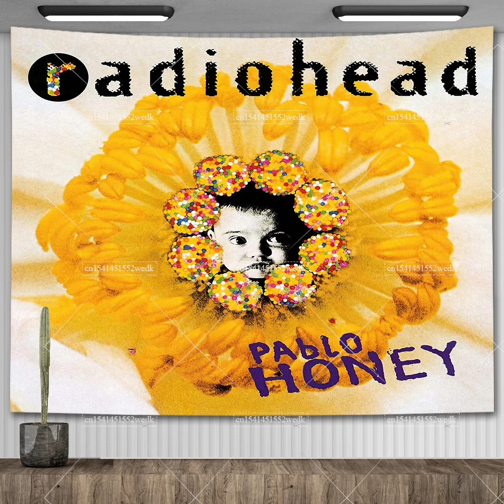 Radioheads Music Art Wall Hanging Tapestry Wallpaper Scandinavian Rock Band Tapestry Headboard Aesthetic Room Decoration Posters tapestry decor