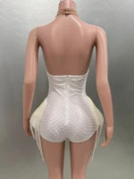 Luxury Pearls Beading Sexy Halter Backless Bodysuit Evening Party Performance Costume Bar Nightclub Singer Dancer Stage Wear - Image 3