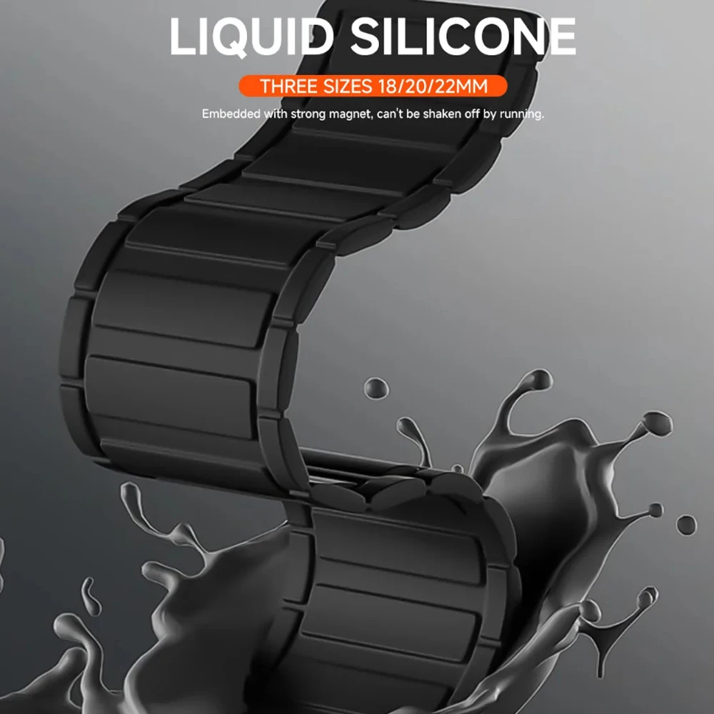 Enhanced Sport Magnetic Loop Band - Premium Silicone Strap, Adjustable Fit Bracelet, Multiple Sizes Available