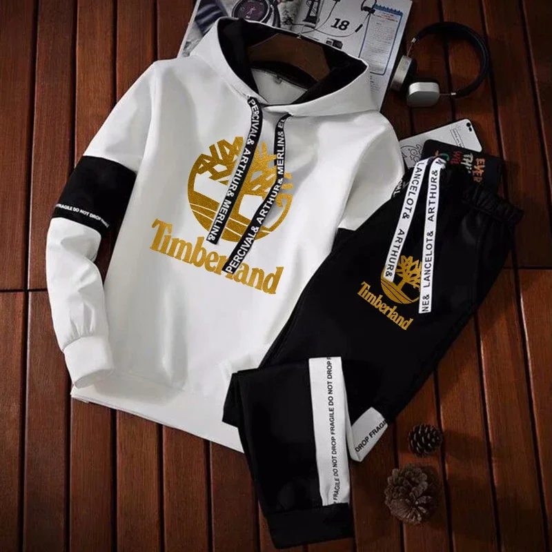 

Autumn Winter Men's Tracksuit Letter Printed Hoodie + Sports Pants Outfits Casual Sport Kit Male Outdoor Jogging Hooded Pullover