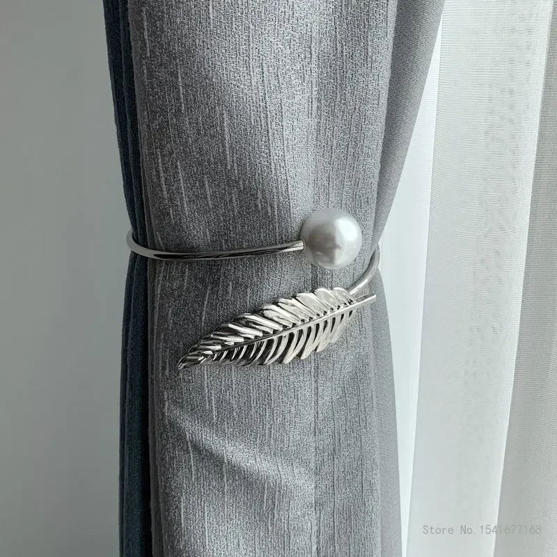 Modern Minimalist Pearl Alloy Metal Curtain Straps Bedroom Home Living Room Soft Decoration Storage Clip Curtain Buckle, 1Pc
