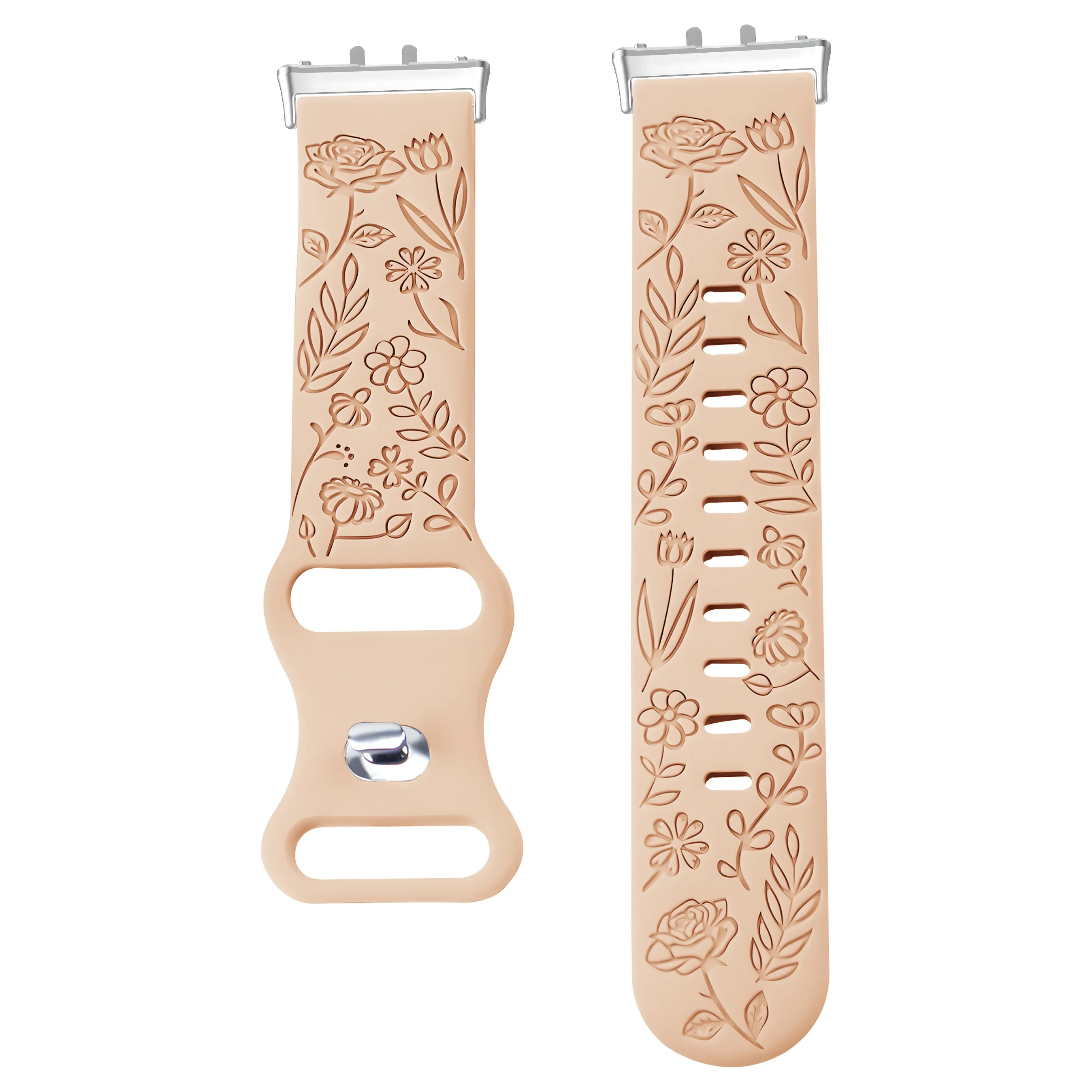 Floral Design Silicone Engraving Watch Strap Bracelet