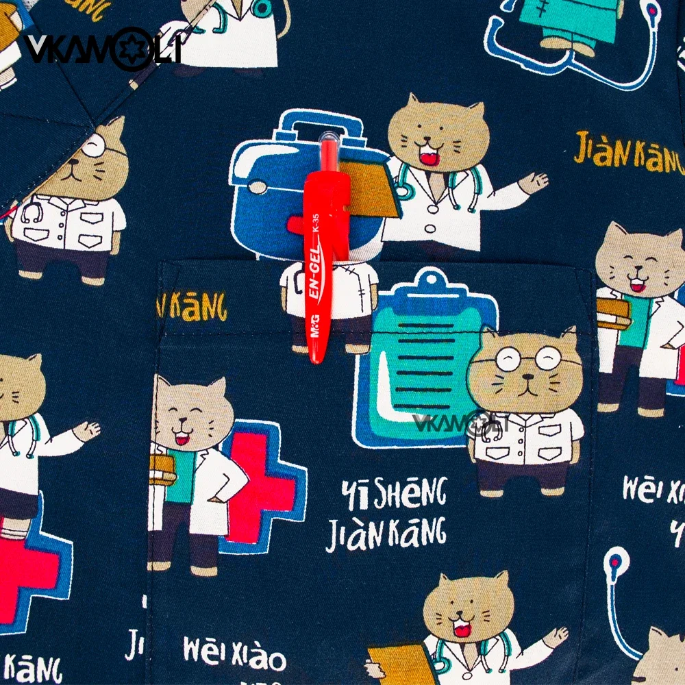 Pet veterinary scrubs lab coat Hospital Staff Scrubs Top Nursing Uniform for Male Female Dental Clinic Supplies Nurse Women
