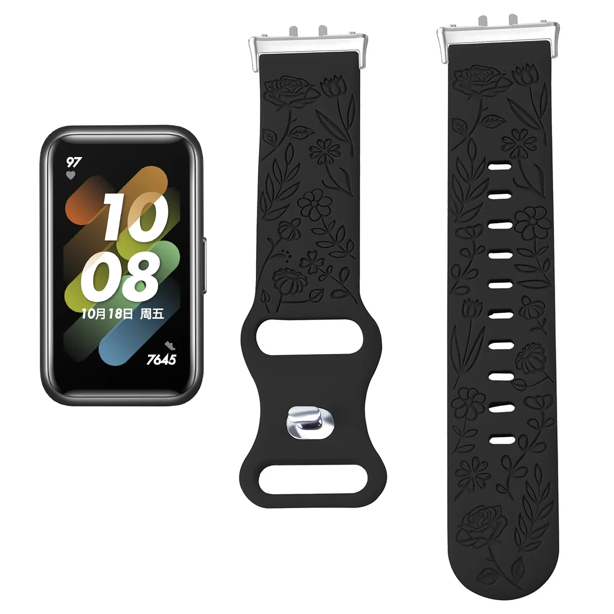 Floral Engraved Silicone Strap
