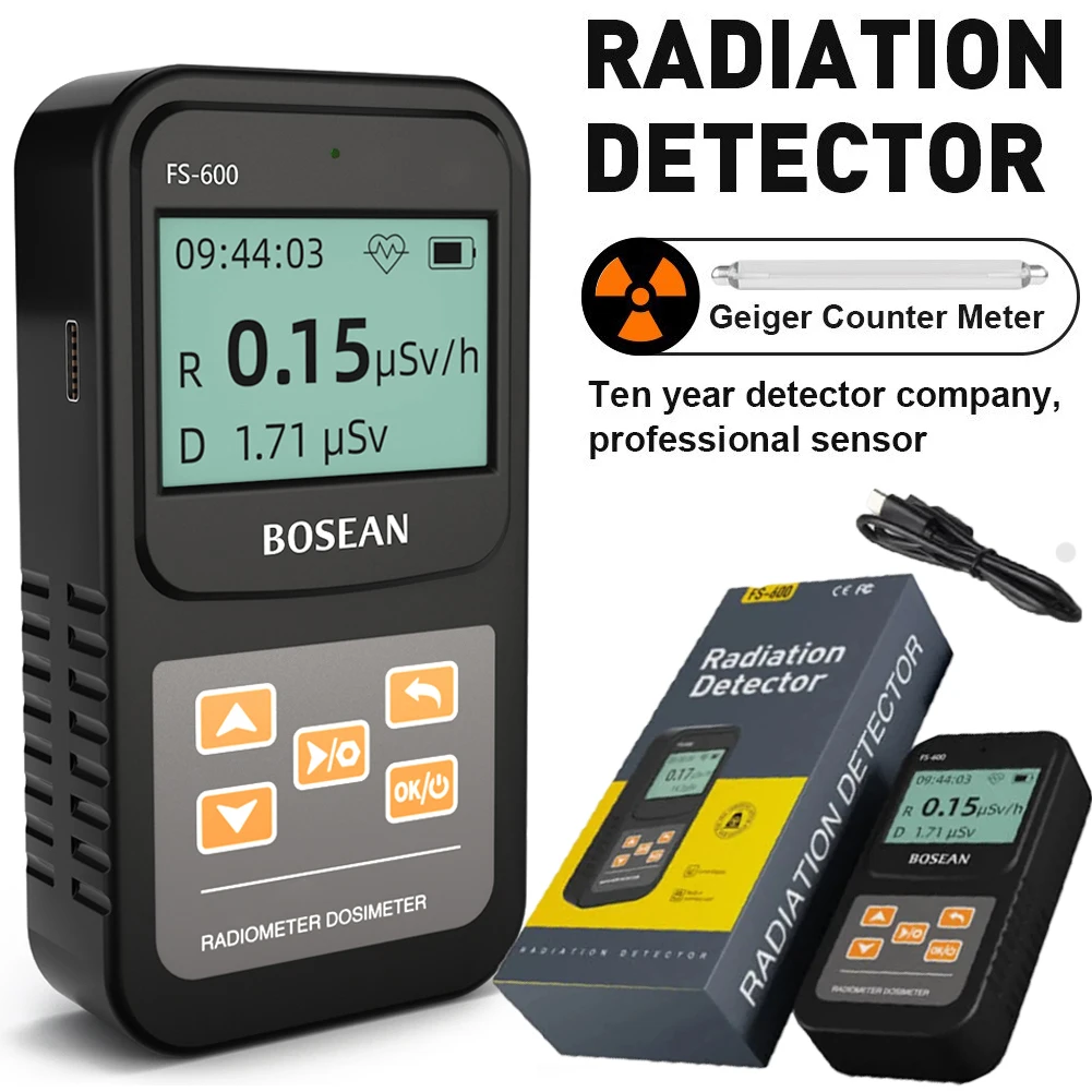 Geiger Counter Nuclear Radiation Detector Dosage Alarm Accuracy Radioactive  Meter Beta Gamma X Ray Data Tester Marble Dosimeter