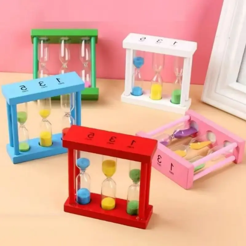 1/3/5 Minutes Modern Wooden Hourglass Sand Clock Mini Home Decoration Creative Timers Sandglass Kids Toothbrush Timer Timekeeper 2