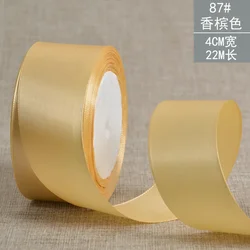 Premium Silk Satin Ribbon Roll for Crafts and Decorative Use, Multiple Width Options Available (Light Gold)