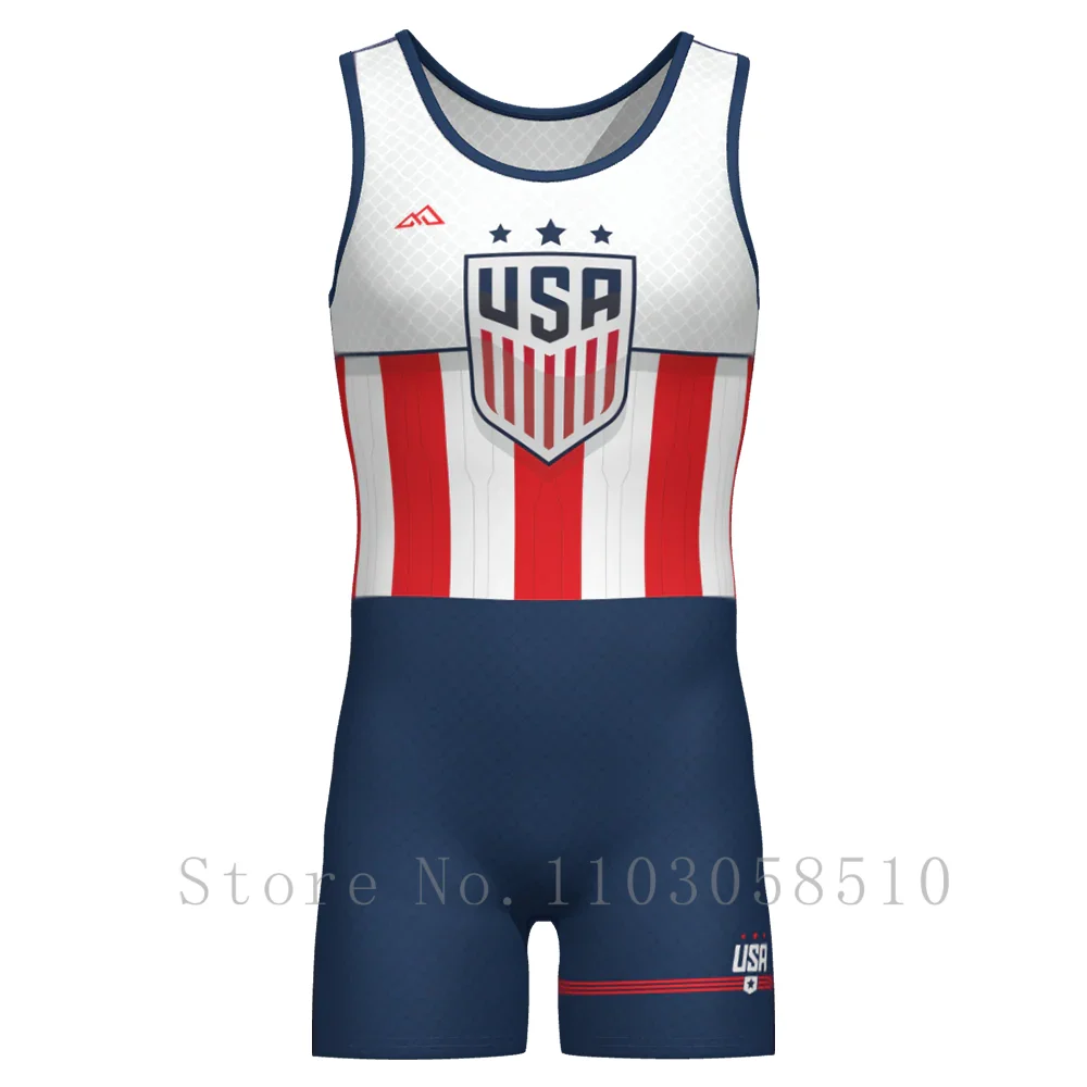 Men Wrestling Singlets Performance Suit Trainning One-Piece Powerlifting Sleeveless Gym Fitness Boxing Wears