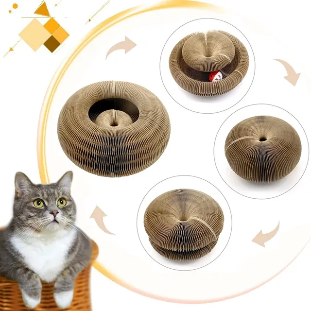 Magic Cat Scratch Organ Board Cat Toy with Ball Cat Grinding Claw Cat Climbing Frame Kitten Round Corrugated Cat Scratching Toy 3