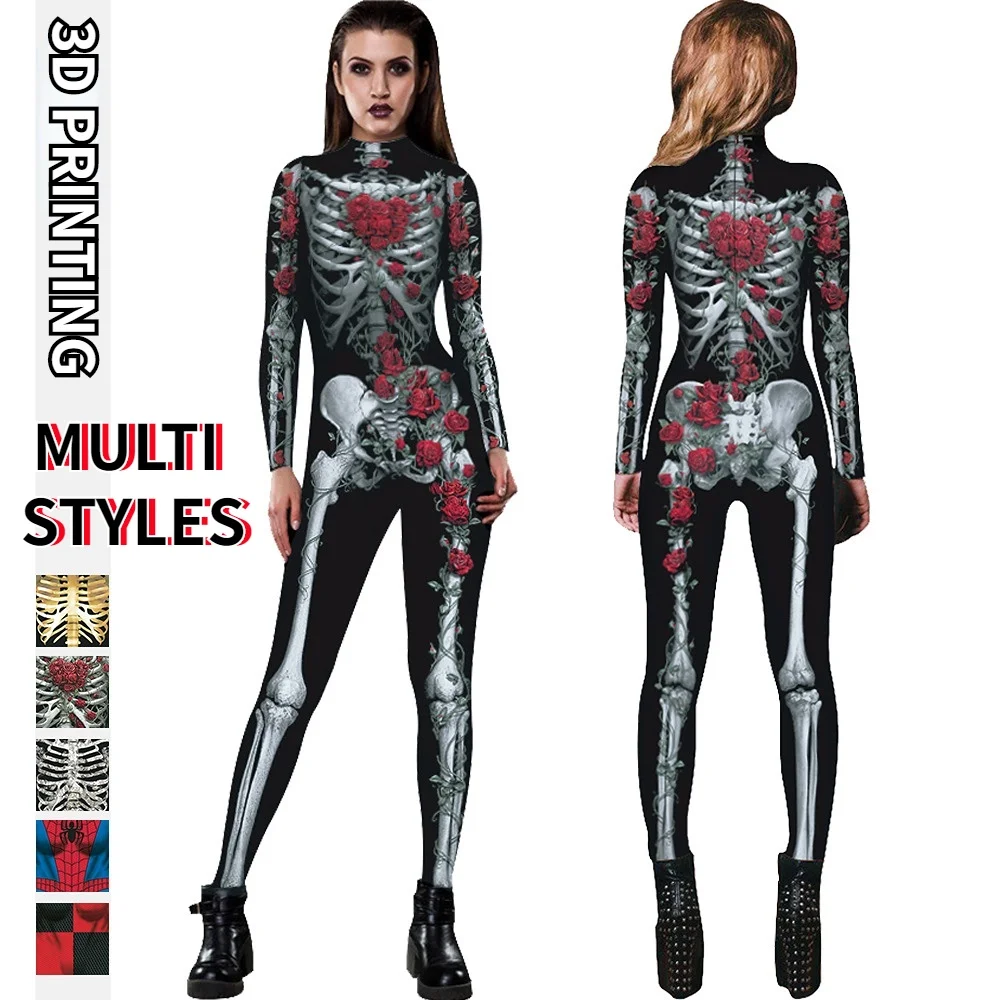 

Adults Skull Machine Armor Robot Punk 3D Digital Printing Halloween Cosplay Costumes Women Men Jumpsuit Party Role Play Outfit