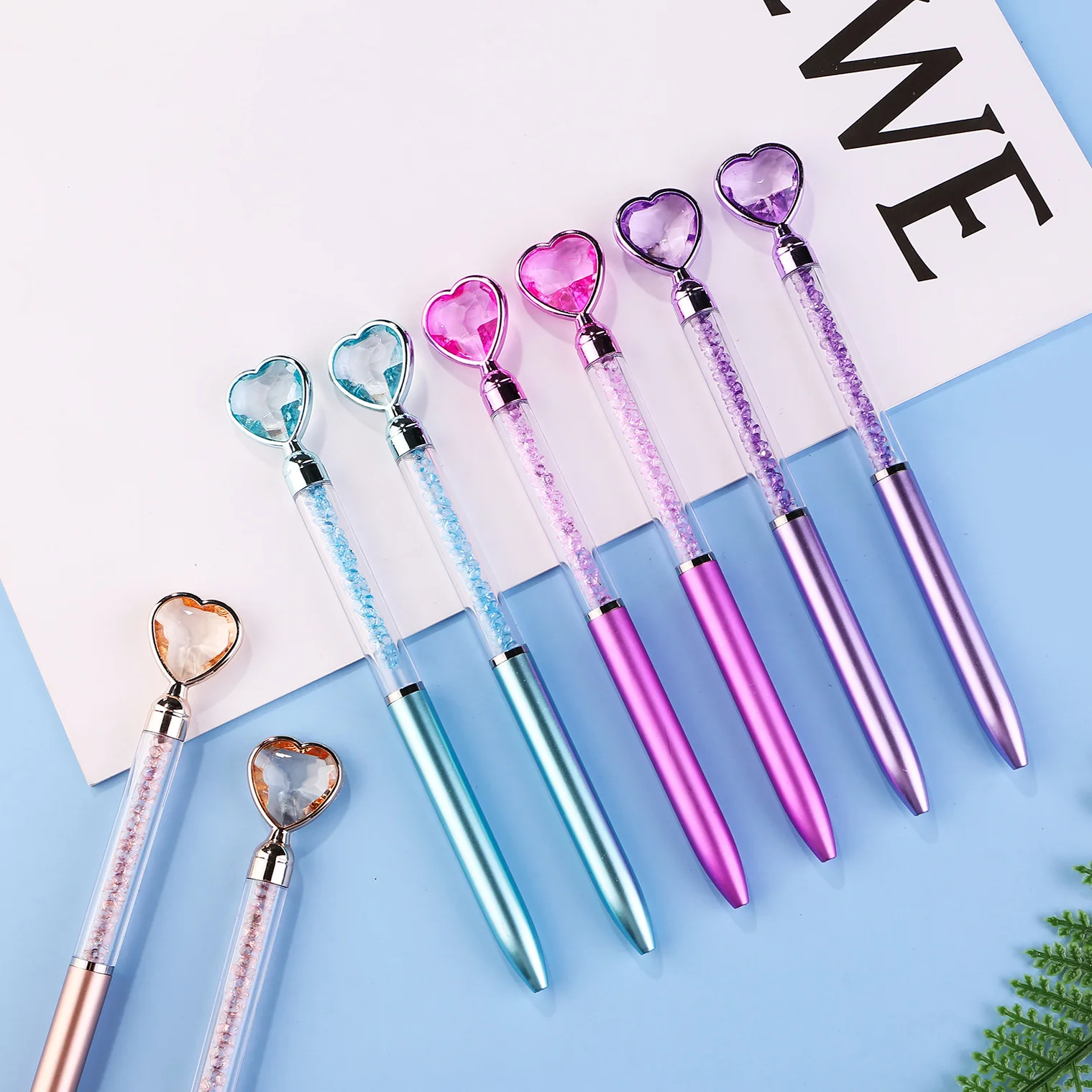 4Pcs/Lot Creative Diamond Love Heart Ballpoint Pen Colorful Crystal Gem Rotating Gel Pens Cute School Stationery Office Supplies gel pens ballpoint pen ball point pen
