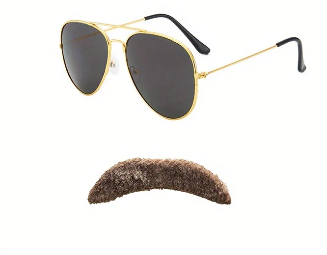 Transform Your Look with this Police Costume Accessory Set Featuring Hat, Beard and Aviator Sunglasses by PESENAR