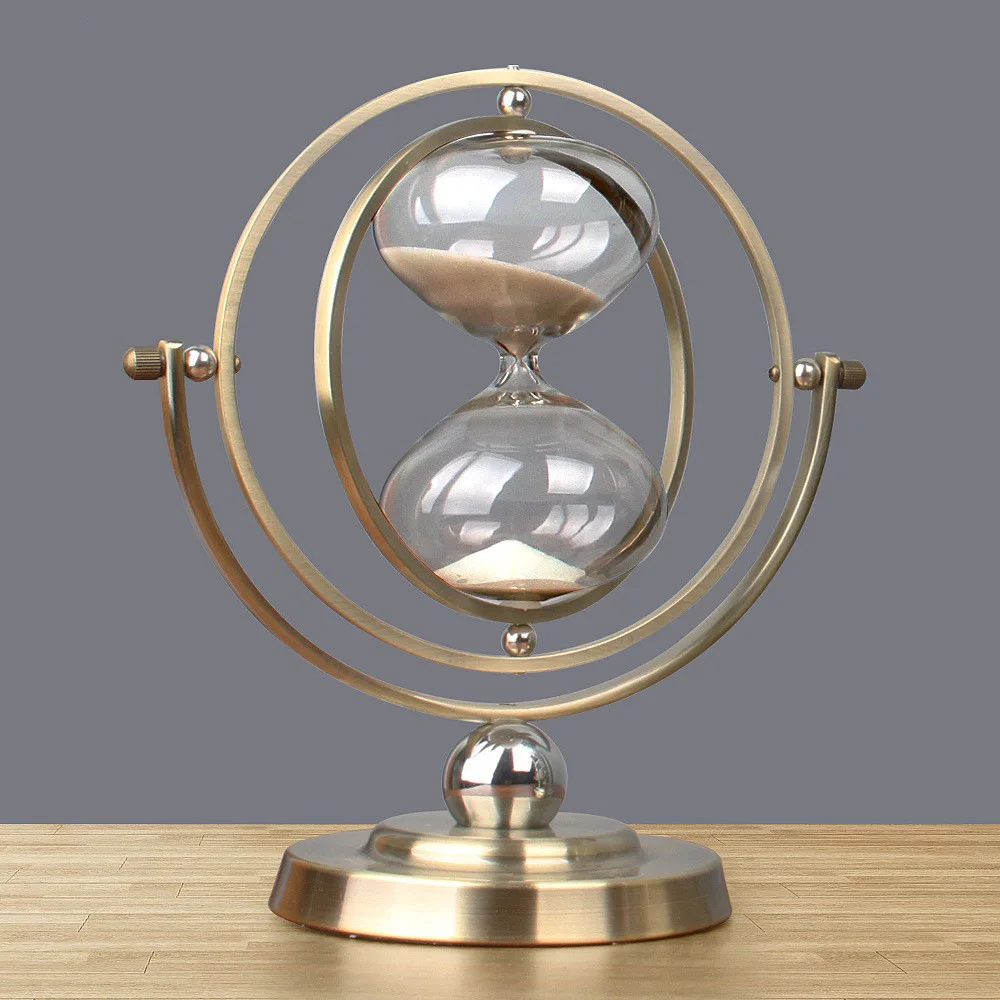 Globe Hourglass Timer Home European Decoration Office Desk Living Room Bedroom Rotating Quicksand Ornaments Gift Hourglass