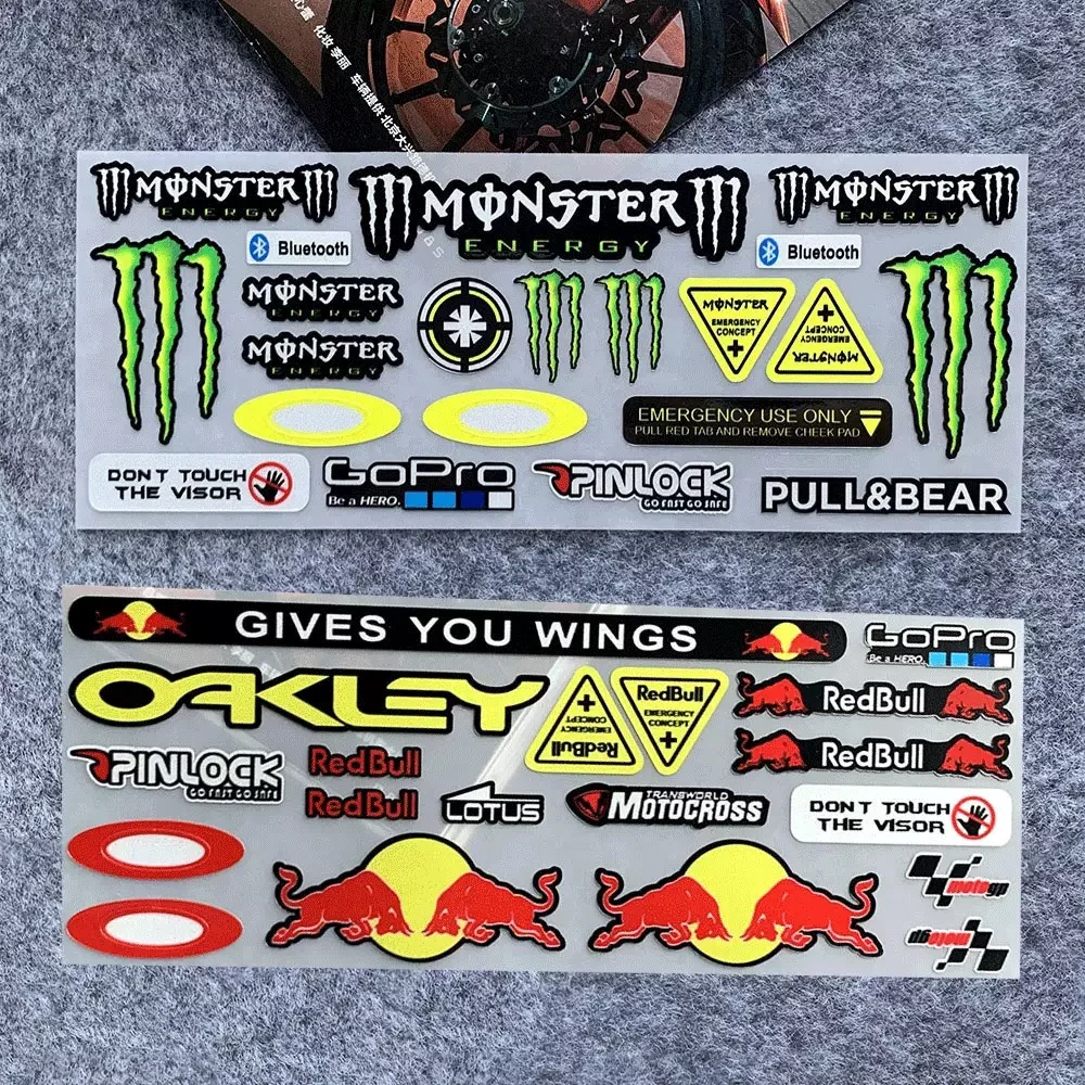 Reflective Motorcycle Side Strips Stickers Motorbike Sponsor Logo Decor Decals For Helmet Lenses Tank Tail Box Exhaust Pipe