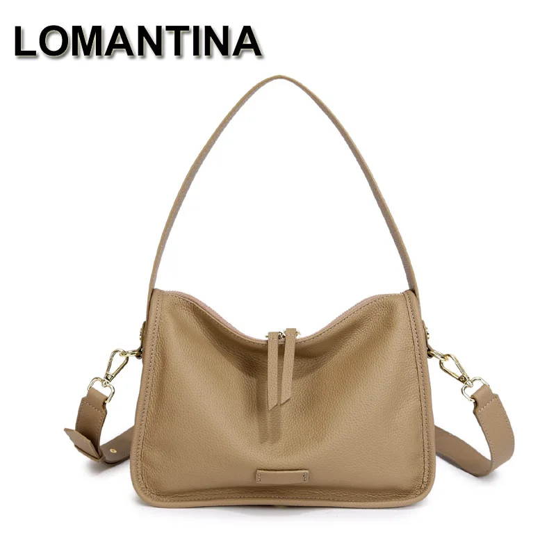 

LOMANTINA Lady Versatile Genuine Cowhide Leather Summer Autumn Handbags Fashion Female Single Shoulder Women Underarm Tote Bags