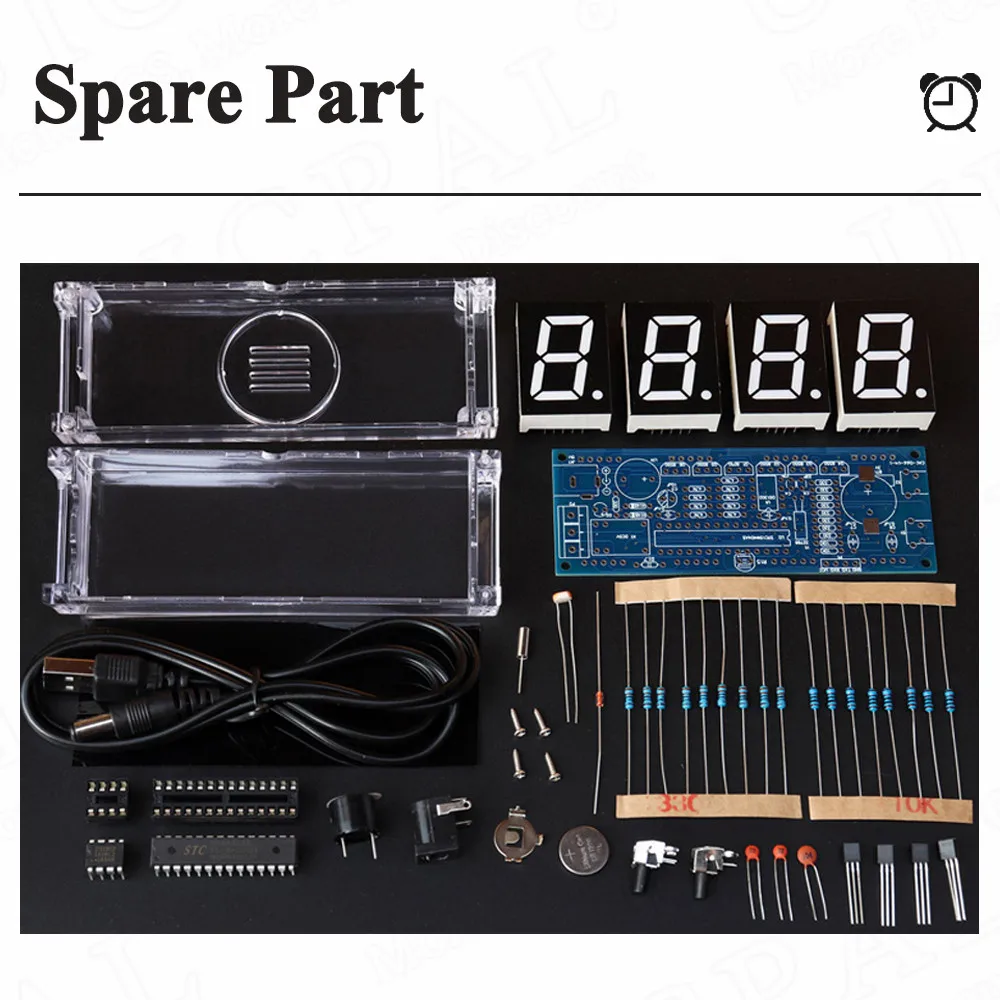 DIY Digital Clock Kit with Date, Week, Temperature, and Alarm Display - Soldering Project for Learning and Practice