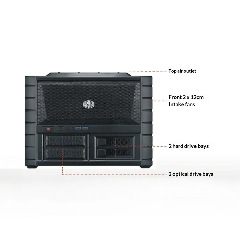 수평형 ATX 컴퓨터 케이스 HAF XB EVO, 334mm GPU 및 180mm CPU 쿨러 지원, 게이밍 PC용 2x120mm 팬 포함