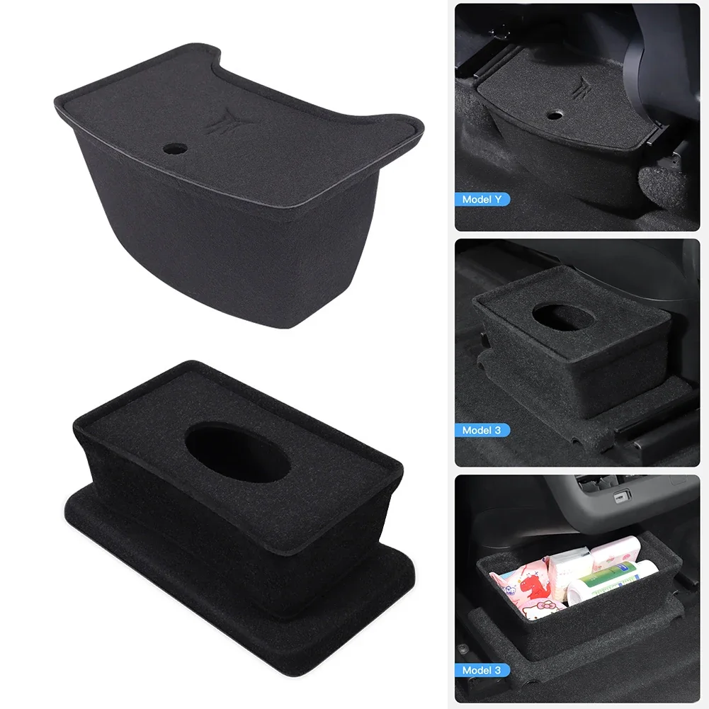 

Автомобильный контейнер для хранения для Tesla Model 3 Y, подставка для чашки, скрытый контейнер для хранения на заднем сиденье с крышкой, поднос для мусорного центра, консоли
