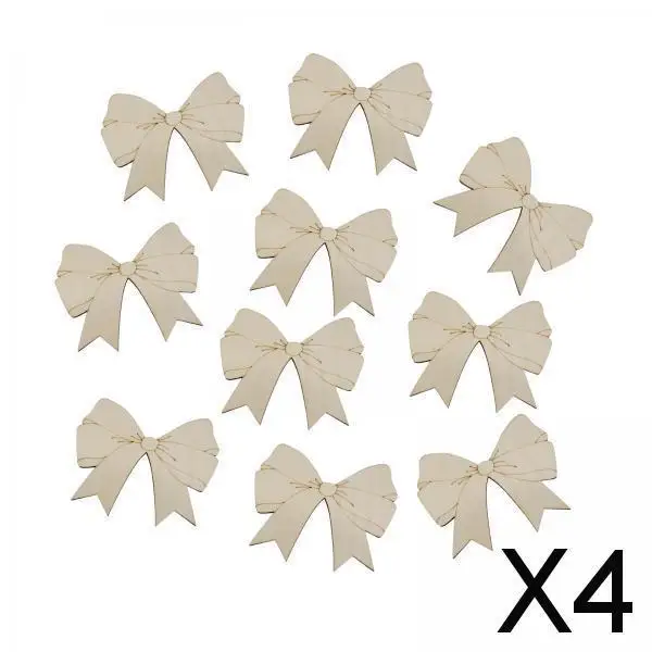 

2-4pack 10Pcs Unfinished Blank Wood Cutouts Slices Decoration Bow Shaped Wood