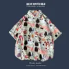Retro Floral Short Sleeve Shirt Men Trendy Personalized Versatile Cool Five-point Sleeve Summer Hawaii Clothing Trend 2