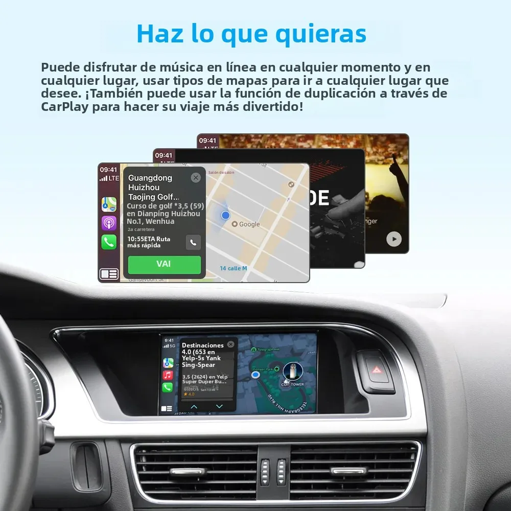 CarPlay inalámbrico Android Auto para Audi A4 A5 Q5 S5 B8 2008-2016 con 3G MMI, modelo con enlace de espejo AirPlay Multimedia frontal/vista 4