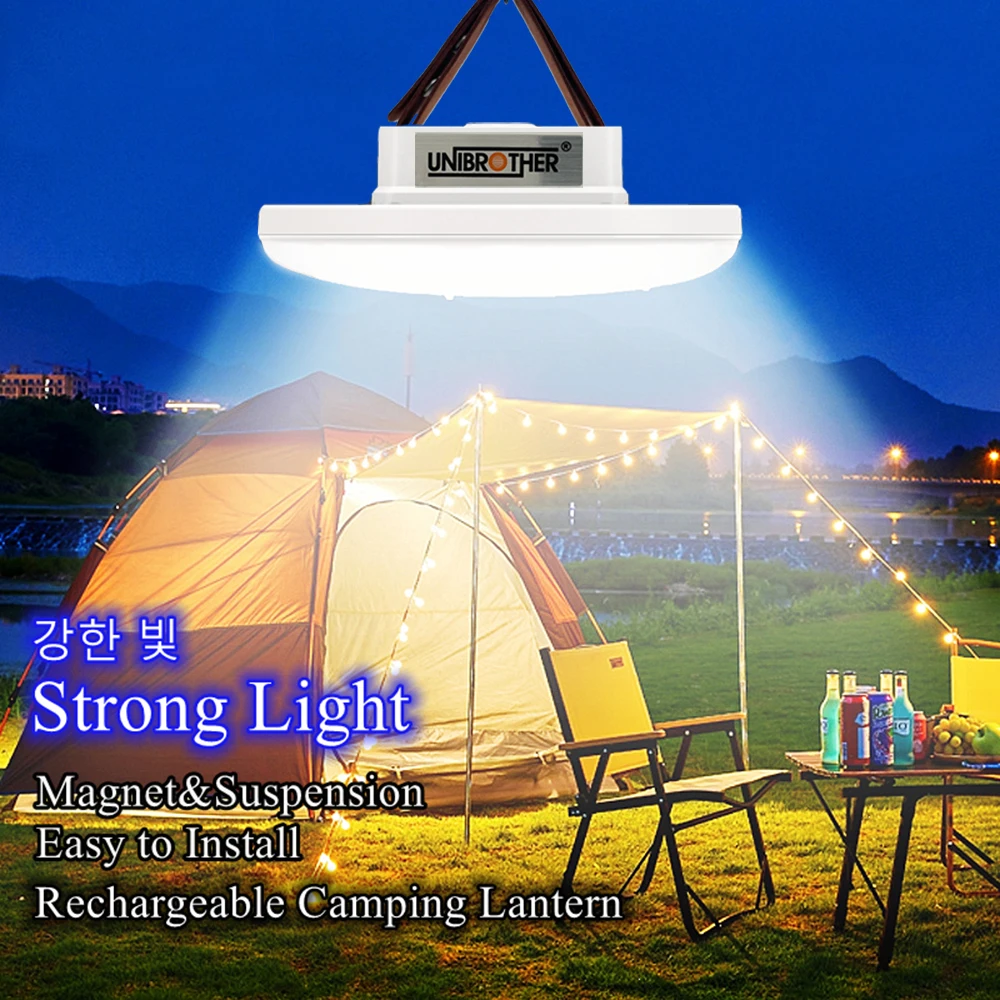 

Rechargeable LED Camping Lantern Strong Light Flashlight Portable Lamp Outdoor Waterproof Hanging Lamp Tent Lamp Strong Magnetic
