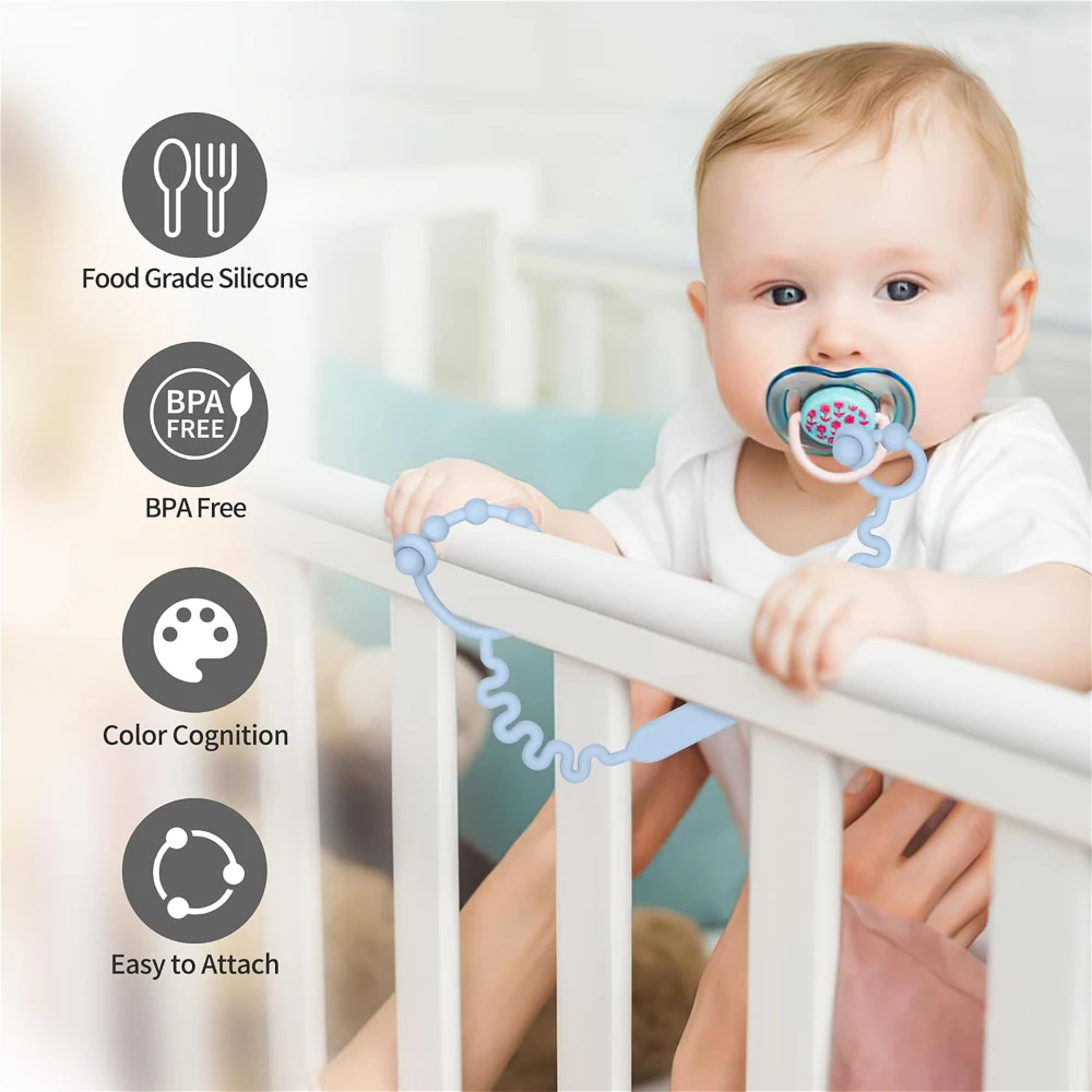 3Pcs/Set Toy Strap for Baby, Silicone Pacifier Clip, Adjustable Retractable Pacifier Cup Strap for Stroller and Car Seat