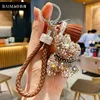 Rhinestone Bulldog Bear Keychain Car Pendant Tassel Keyring Bag Jewelry Accessories Ladies Gift Car Keychain Full of Diamonds 1