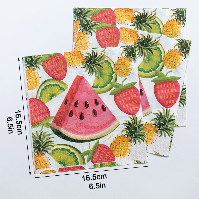 33cm 2-Ply Watermelon Pineapple Lemon Fruit Printed Napkins Party Decoration Flower Paper Napkins Butterfly Bart Paper 20pcs/Pac