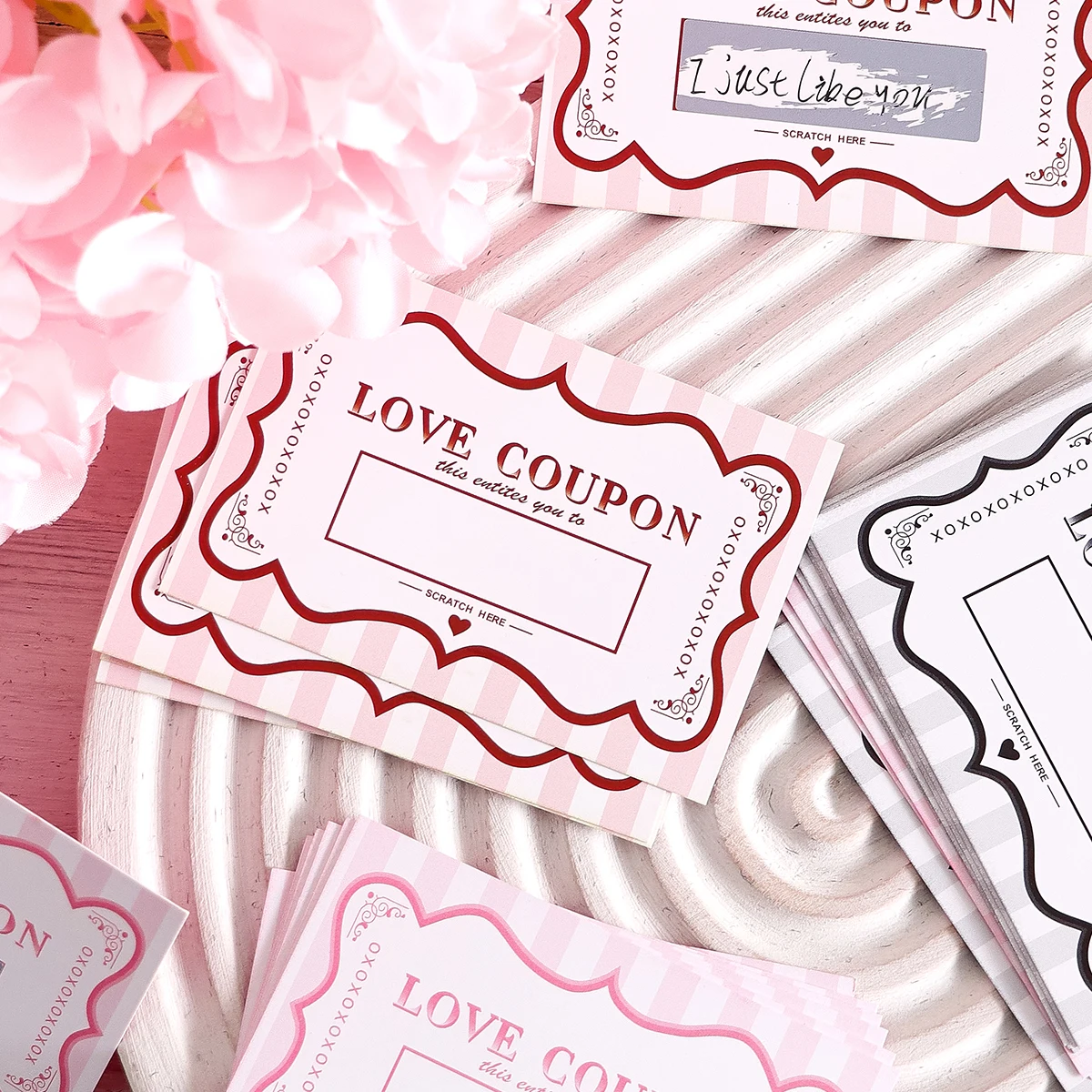 Romantic DIY Scratch-Off Love Coupons Set, Perfect for Valentine's Day and Special Date Nights