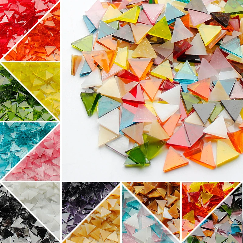 Clear Glass Mosaic Tiles 50g Triangular Stained Mosaic Piece DIY Making Stones for Craft Hobby Arts Home Wall Decoration