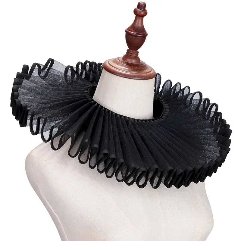 Disfraz De Payaso Mujer Con Collar De Tul Blanco Y Pompones - Gargantilla Victoriana Elegante