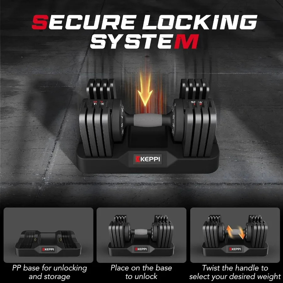 Adjustable Dumbbells Set-40LB-Pair, Anti-Slip Metal Fast Adjust Weight Handle, Exercise & Fitness for Full Body Workout - Adjust