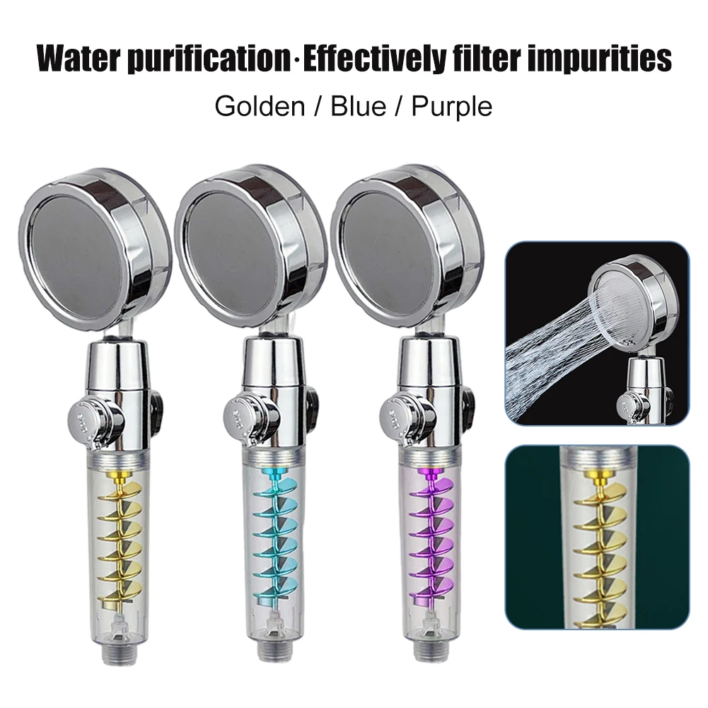360° Turbocharged Handheld Shower Head High Pressure Spray Nozzle Water Saving With Pause Button