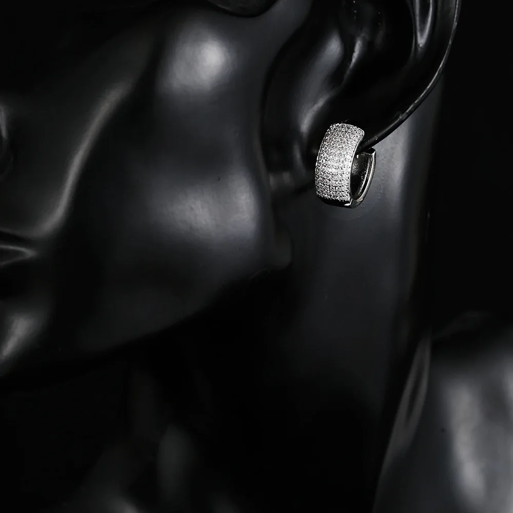 Luxury Zirconia Pave Wide Big Hoop Earrings Display