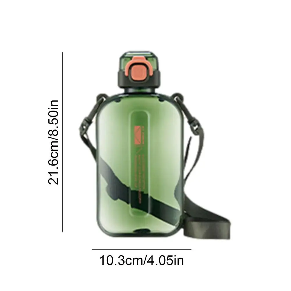 Flat Square Transparent Water Bottle Portable Travel Canteen with  Adjustable Strap Elegant Slim Bottle for Sport Camping - AliExpress