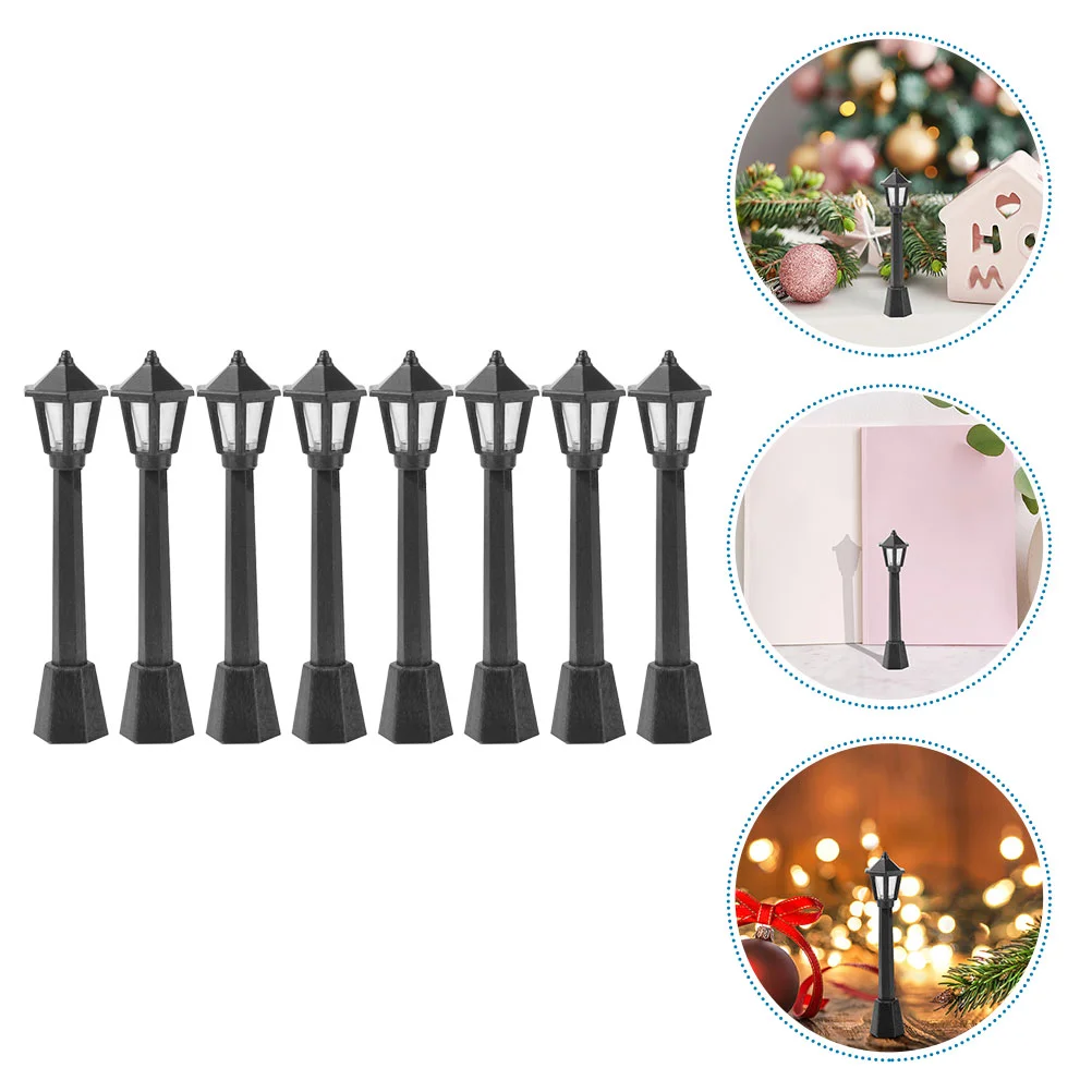 

8 Pcs Lantern Christmas Village Accessories Fairy Garden Street Lamp Plastic Scene Micro Light
