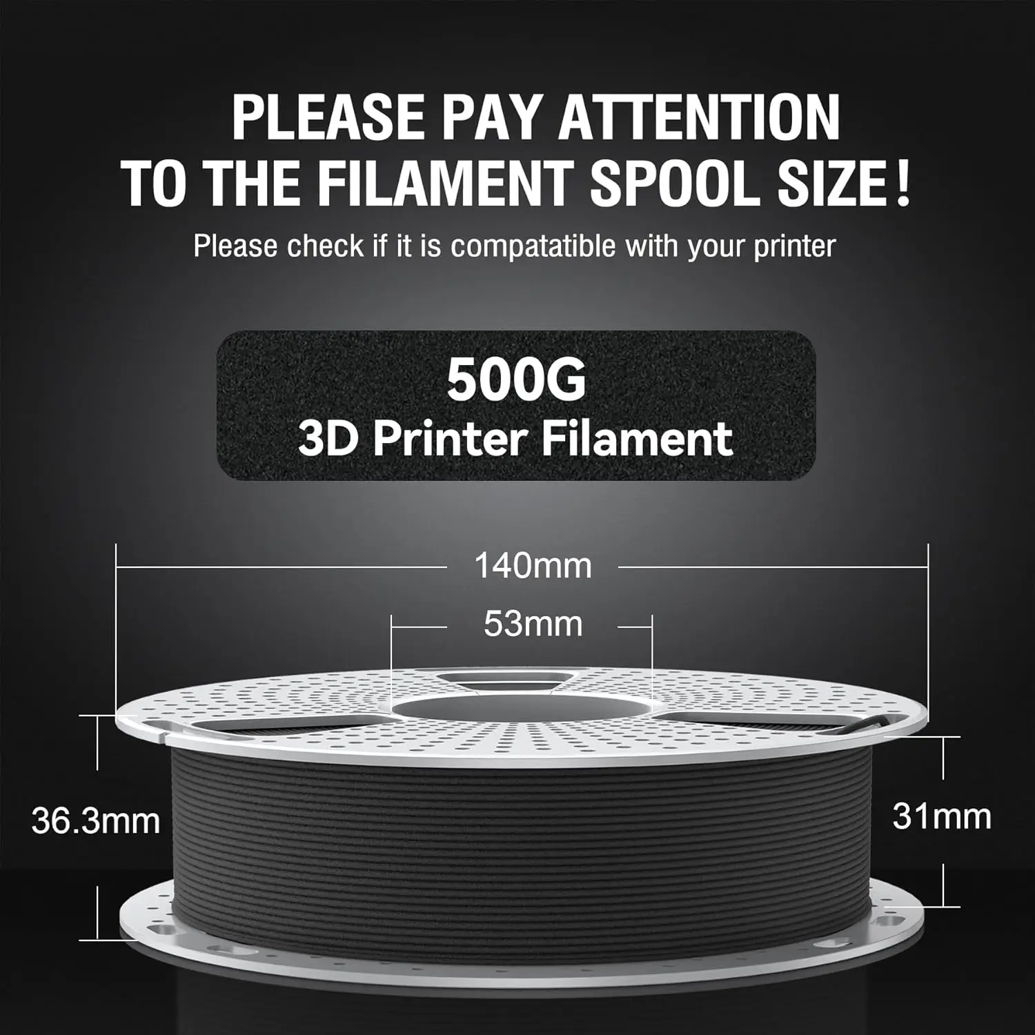 SUNLU PA6-CF 탄소 섬유 나일론 필라멘트 1.75mm 0.5KG 1KG 산업용 고강도 FDM 3D 프린터용